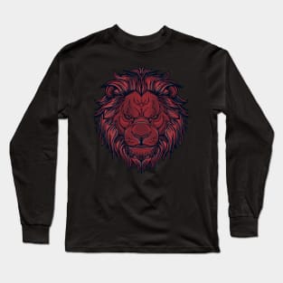 Red lion head with grey highlights Long Sleeve T-Shirt